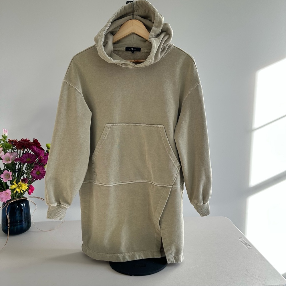 Women's seven for all mankind tan Hoodie Sweatshirt dress • tunic • size  small